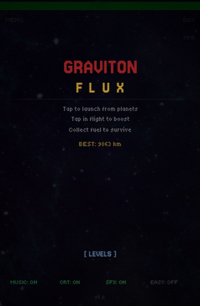Title screen — GRAVITON FLUX